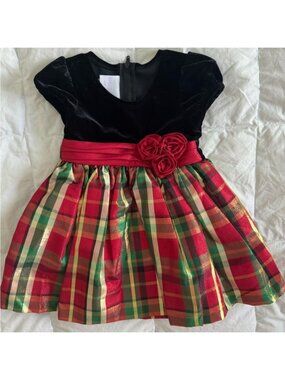 Iris & Ivy Nordstrom Velvet and Plaid Short-sleeve Dress